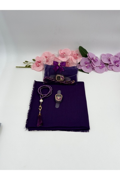 Uğurlu Hac asetat çantalı baş örtü zikirmatik inci tesbih 10 lu set