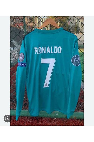 Lion Spor Liga Campionilor Real Madrid Ronaldo Turcoaz Sezon 2017/2018 Tricou cu mânecă lungă de fotbal LS