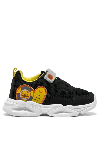Elit 441 Black Yellow Lighted Velcro Baby Boy Shoes