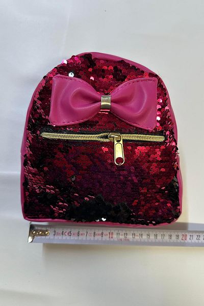 Hobigram Fuchsia Bow Tie Detailed Gold Zippered Children's Bag Children's Backpack School Bag Children's Accessory