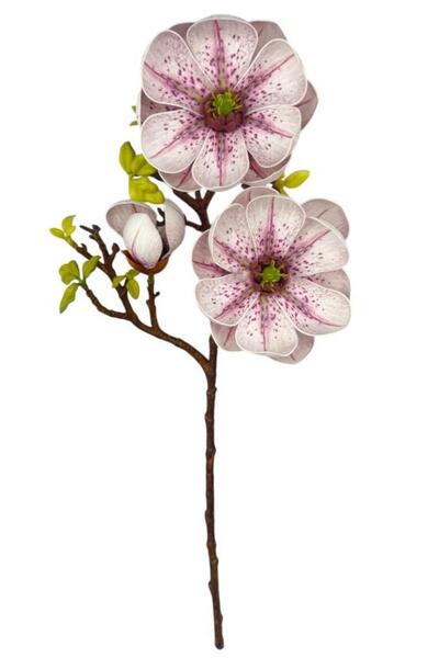 Nettenevime Yapay Çiçek Pembe Açık Eva Manolya 2 Çiçek 1 Tomurcuk Uzun Dal Çiçek Flowers 55cm Gerçeksi Doku