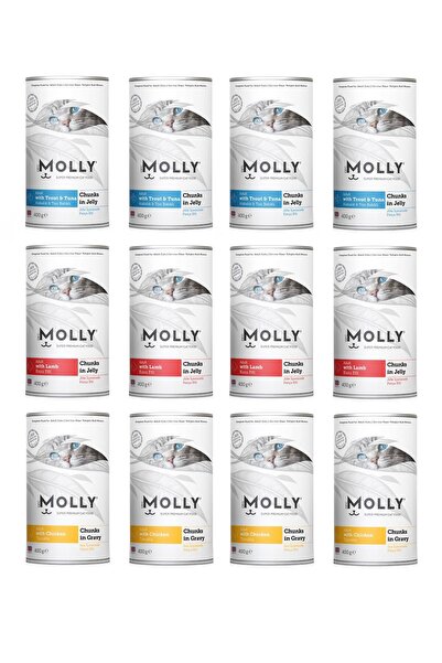 Molly 3 Çeşit Karma Kedi Konservesi 400 Gr. X 12 Adet