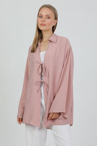 PASTELASTORE Natural Viscose Fabric Pocket Lace-Up Women's Kimono 1167 – Light, Flowing, Fluid, Summer Model