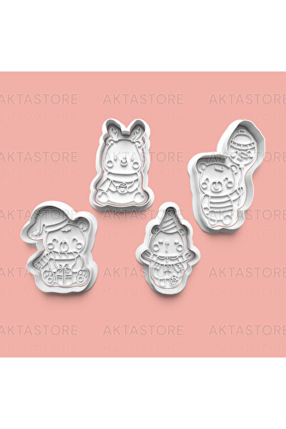 AKTASTORE مجموعة من 4 قوالب لأشكال الألعاب وقوالب البسكويت وقوالب العجينة