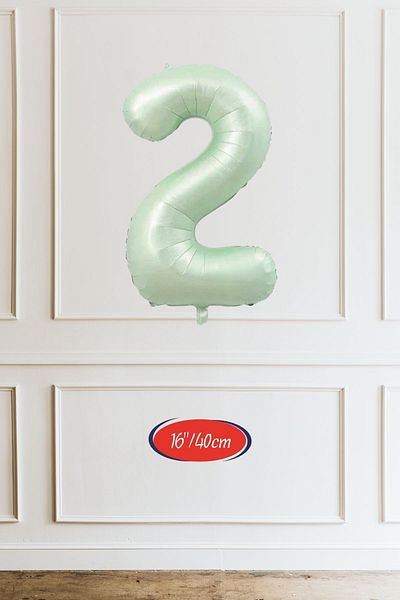 Atölye Mi 2 Years Old Green Number Balloon 16 Inch 40cm