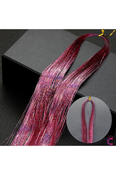 Cinderella Pink Colored Hair Tinsel Hair Glitter 120cm - Glitter Hair Accessory Knitted Hairpiece Hair Linked Model