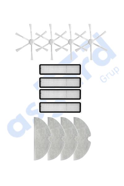 Asgard Grup Dreame D9,D9 Max,L10 Pro,D9 Pro Compatible 4 Side Brushes 4 Filters 4 Mops