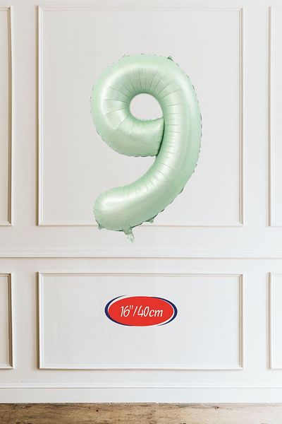 Atölye Mi 9 Year Old Green Number Balloon 16 Inch 40cm
