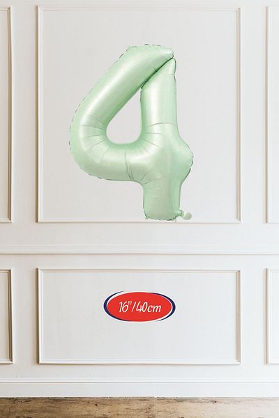 Atölye Mi 4 Years Old Green Number Balloon 16 Inch 40cm