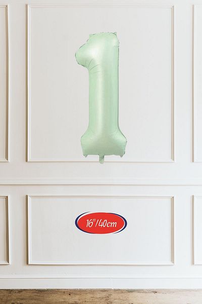Atölye Mi 1 Year Old Green Number Balloon 16 Inch 40cm