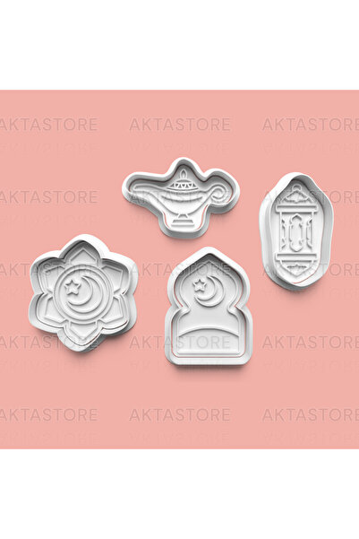 AKTASTORE مجموعة قوالب البسكويت وقوالب عجينة السكر لموضوع رمضان مكونة من 4 قطع