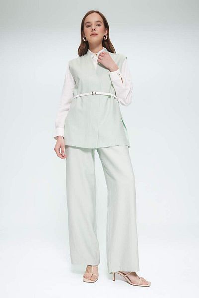 DeFacto New Season V-Neck Belted Twill Hijab Classic Vest