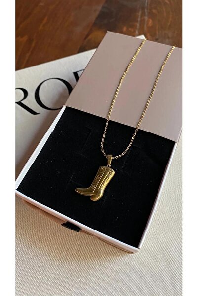 Tudivanyu Aksesuar Vintage Stainless Steel Cowboy Boot Necklace