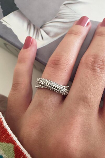 By Zeyna Aksesuar Women's Vip Series Zircon Stone Numberless Adjustable Ring