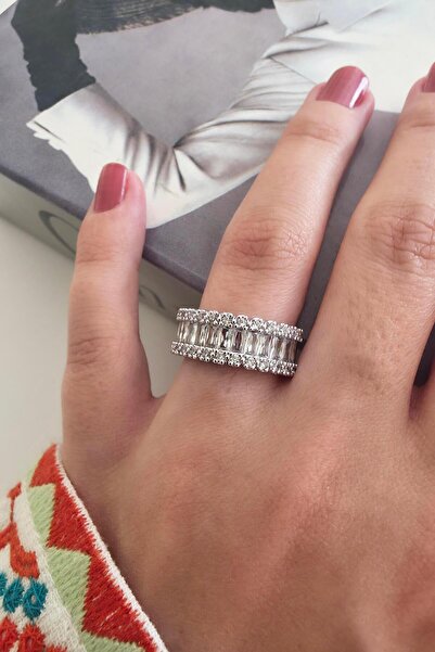 By Zeyna Aksesuar Women's Vip Series Baguette Zircon Stone Numberless Adjusta...