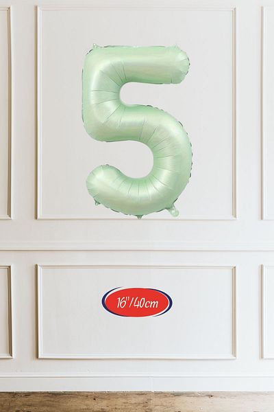 Atölye Mi 5 Years Old Green Number Balloon 16 Inch 40cm