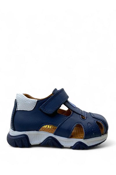 Tuğba Ortopedi 189 Orthopedic 100% Genuine Leather Baby Boy Navy Blue Corset Sandals