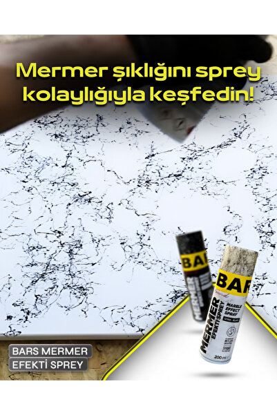 BARS İnce Efekt Sprey Boya, Seramik ve Fayansa Mermer Görünümü, Hızlı Kuruyan...