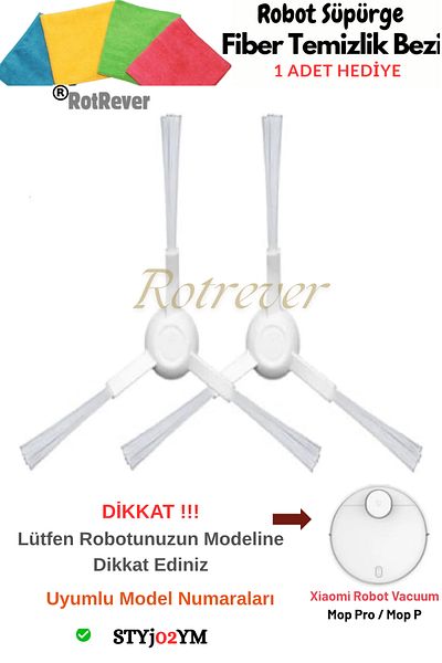 RotRever Xiaomi Robot Vacuum Mop Pro-Vacuum Mop P Model Number Stytj02Ym Compatible Side Brush Set-2 Pieces