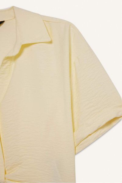 DeFacto Kurzärmlige Bluse mit kurzem Schnitt und Hemdkragen in Leinenoptik C7799ax25sp
