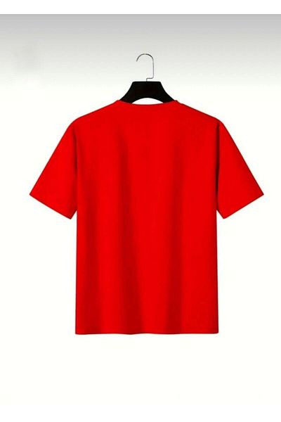 khufu Oversize Red Colored Bear Printed Relaxed Fit T-Shirt Unisex