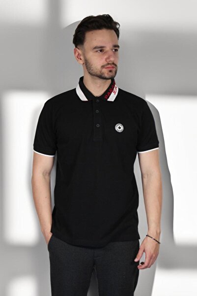 PARAGOOSE KARNABY Pragoose Short Sleeve Polo Shirt for Men BLACK
