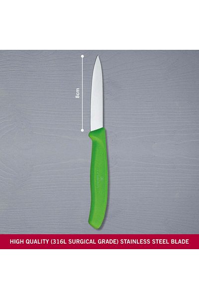 Victorinox Victorinox 6.7606.L114 Swiss Classic Paring 3¼" Straight Spear Point Blade 5/8" Width Green Handle