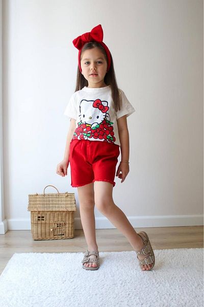 Canlook Character Printed Denim Shorts Suit