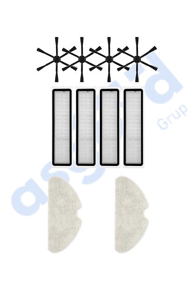 Asgard Grup Dreame D10S, D10S Pro, D9 Max Gen2 Compatible 4 Side Brushes 4 Filters 2 Mops