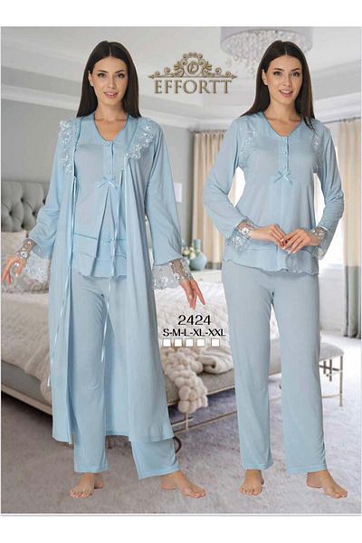 EM&FA TEKSTİL Pregnant Maternity Pajama Set with Robe