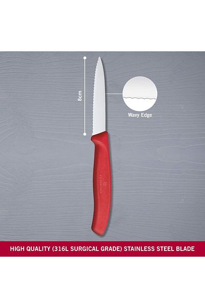 Victorinox Victorinox 6.7631 Swiss Classic Paring 3¼"" Serrated Spear Point Blade 5/8"" Width at Handle Red