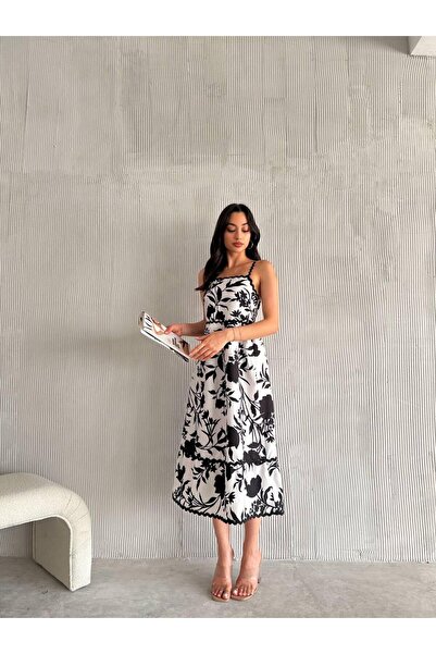 QBZ ROCHIE MIDI CU DETALII DE BORDURI CU MODEL DE FLORI