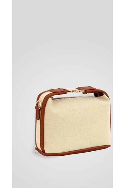 eflanmoda Linen Lock Closure Women's Hand and Shoulder Bag