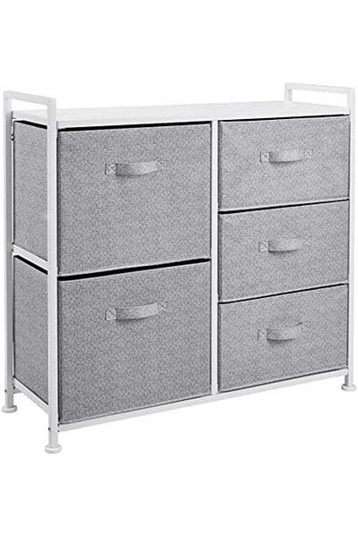 NEXIFY Fabric 5-Drawer Storage Organizer Unit for Closet, White