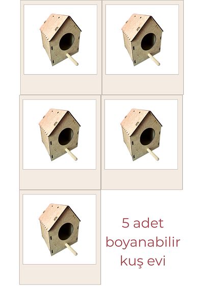 WoodenZoo Wooden Bird House Nest, Hobby, Gift, Painting Raw Mdf (for Activity) Set of 5