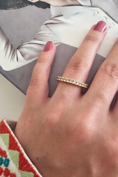 By Zeyna Aksesuar Women's Vip Series Full Round Zircon Stone Numbered Ring