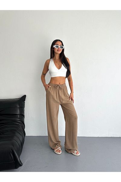 SLAW REZZ Loose Fit Soft Textured Women's Linen Trousers