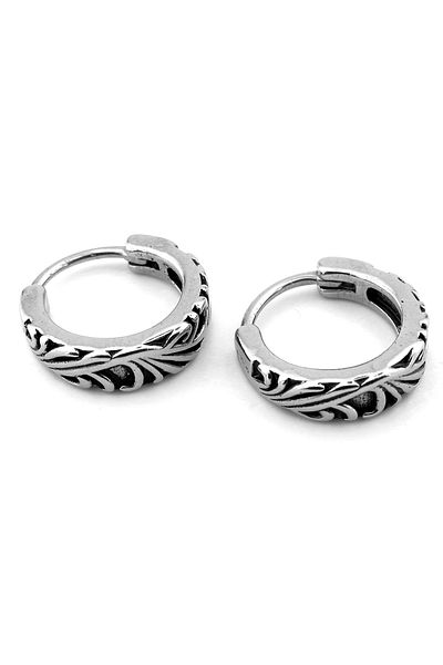 Solfera Relief Ivy Pattern Stainless Steel Unisex Women Men Earrings Er193