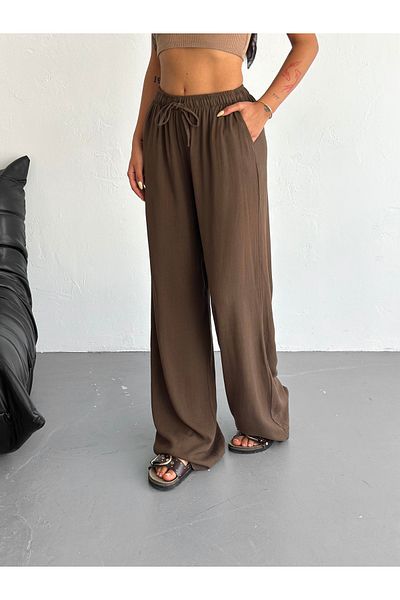 SLAW REZZ Loose Fit Soft Textured Women's Linen Trousers