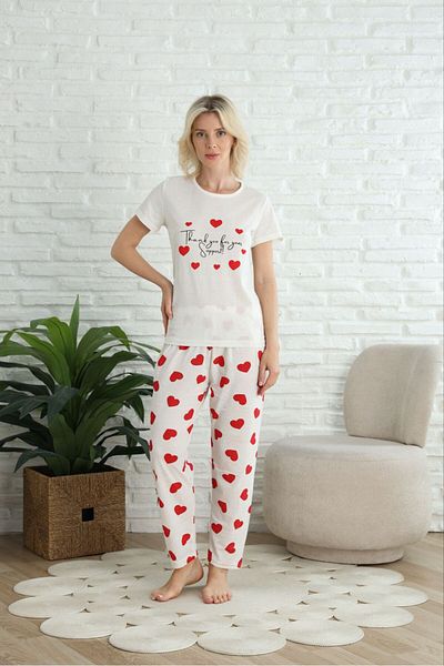 HUBEN Women's Hearted Cotton Pajama Set