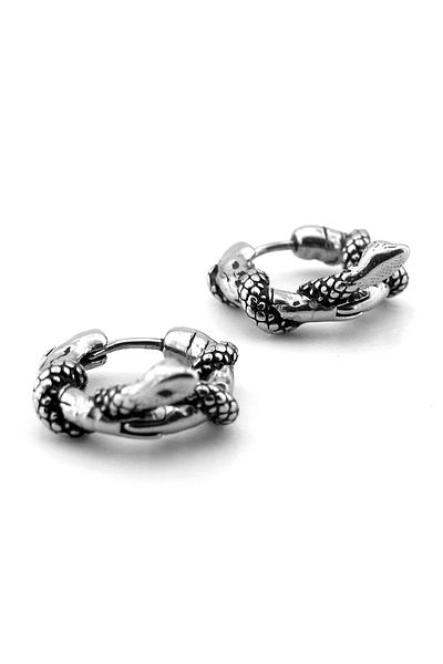 Solfera Snake Wrapped Gothic Design Stainless Steel Unisex Women Men Earrings Er194