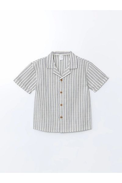 LC Waikiki Lcw Kids Beige Striped Boys' Shirt and Shorts 2-Pack