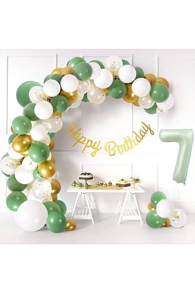 ÇITIPITISTORE Sage Green Number Folio Cool Day Age Balloon Chain ​​Set