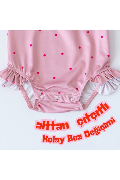 Mama Yoyo Baby&Kids Front Zipper - Snap Bottom Swimsuit Mini Polka Dot