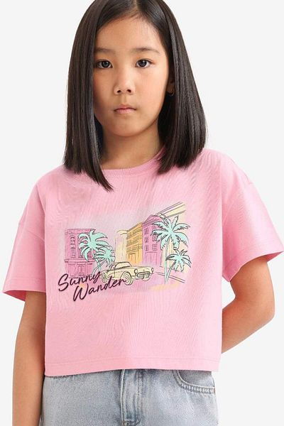 DeFacto New Season Girls' Crew Neck Slogan Printed Short Sleeve T-Shirt
