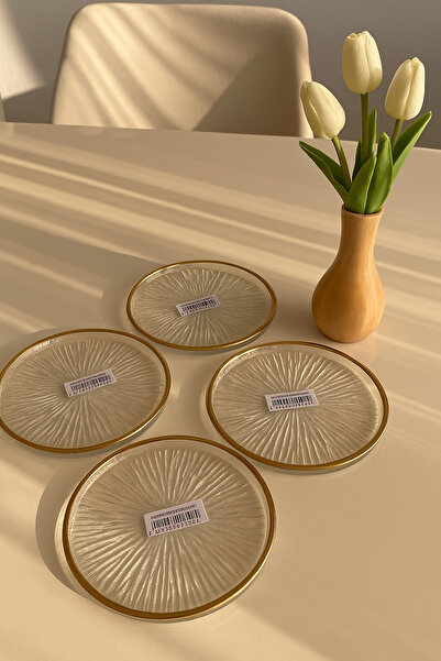 BABALE Cake Plate with Gold Gilded Edges - 16 cm (1 Piece)