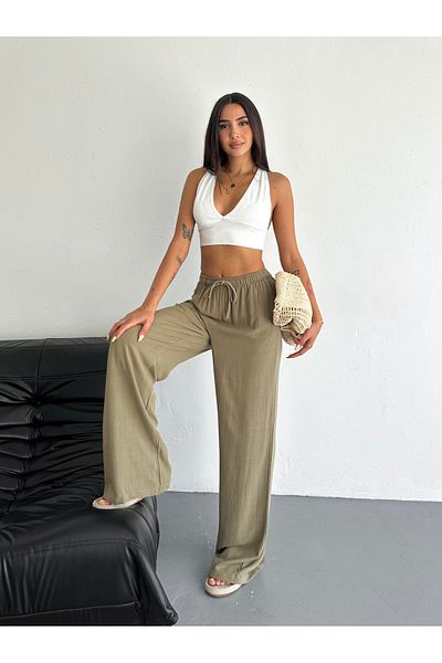SLAW REZZ Loose Fit Soft Textured Women's Linen Trousers