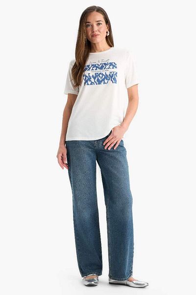 DeFacto New Season Regular Fit Crew Neck Printed Short Sleeve T-Shirt
