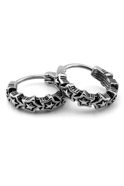 Solfera Embossing Stars Stars Stainless Steel Unisex Women Men Earrings Er196