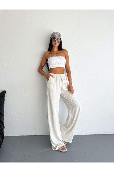 SLAW REZZ Loose Fit Soft Textured Women's Linen Trousers